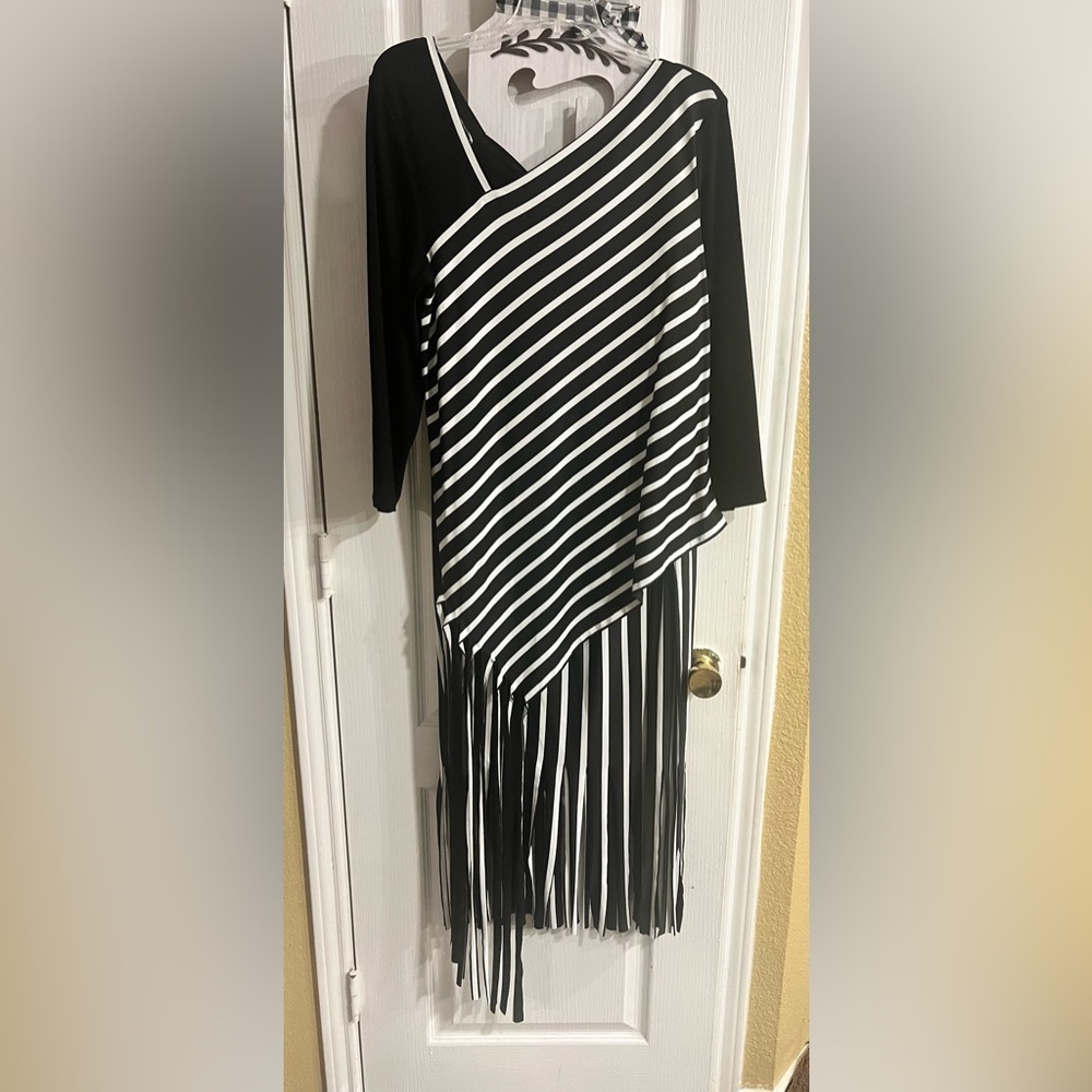 Woman’s Two-piece Black and White Striped Skirt Set